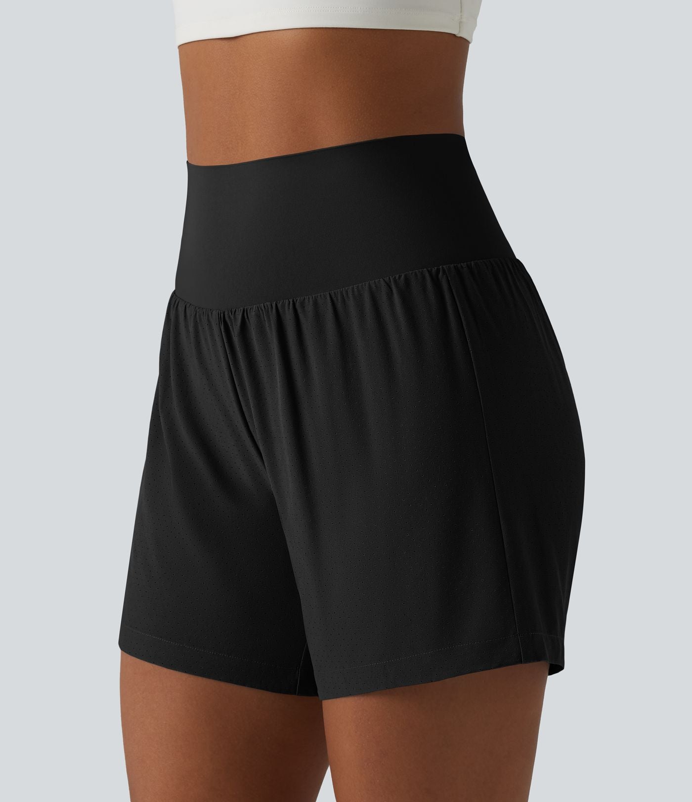 Short de yoga 2 en 1 taille très haute ventre plat séchage rapide 12,5 cm avec poches