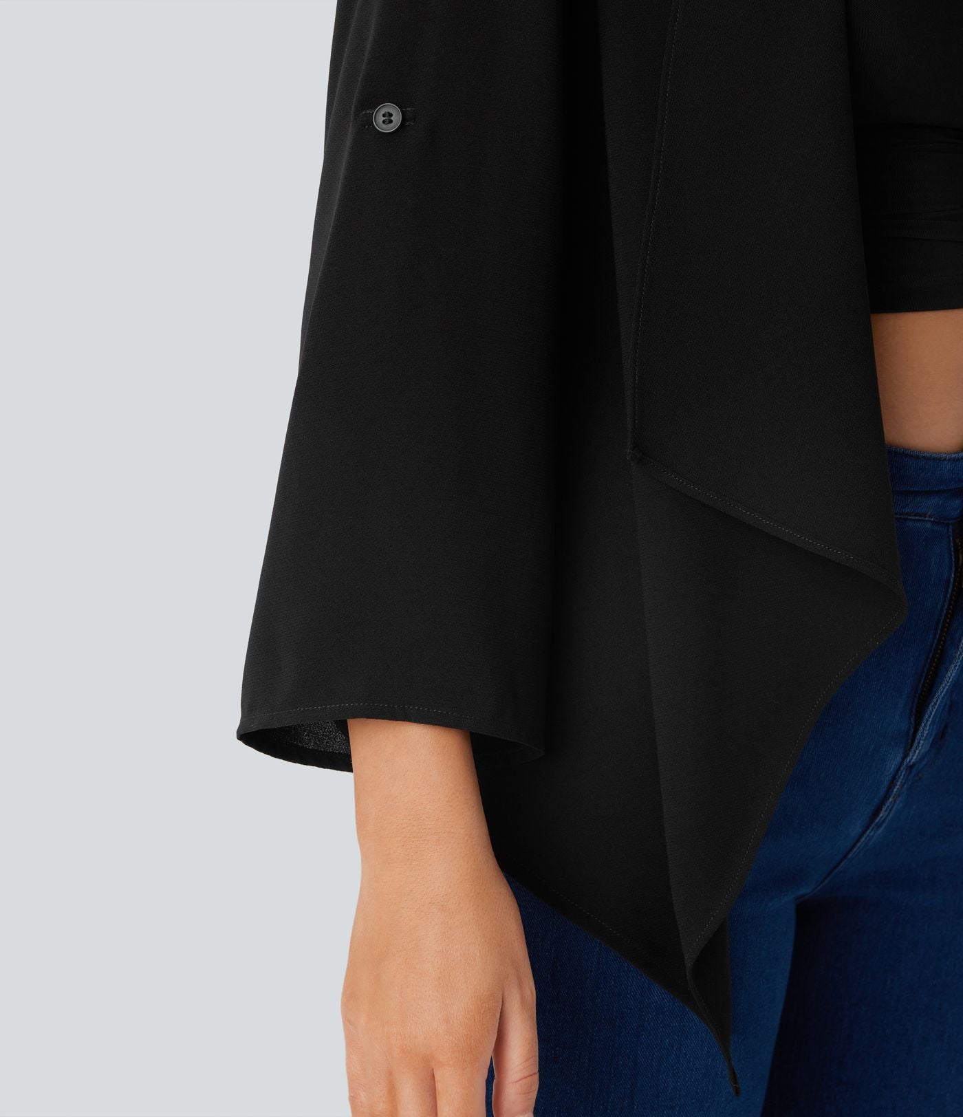 Veste cape décontractée à manches retroussées et coupe cascade