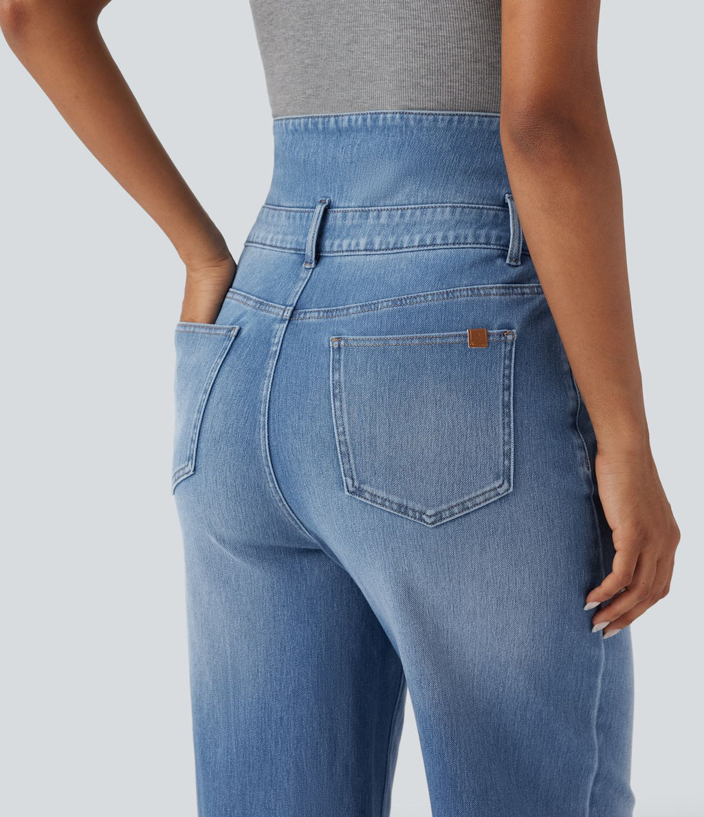 Jean décontracté Halara Flex™ jambe droite taille haute rabattable avec poches