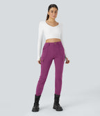 Pantalon cargo ajusté uni taille haute DayStretch avec poches zippées