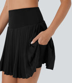 Jupe-short de tennis courte plissée 2-en-1 gainante taille haute à séchage rapide avec poches Breezeful™