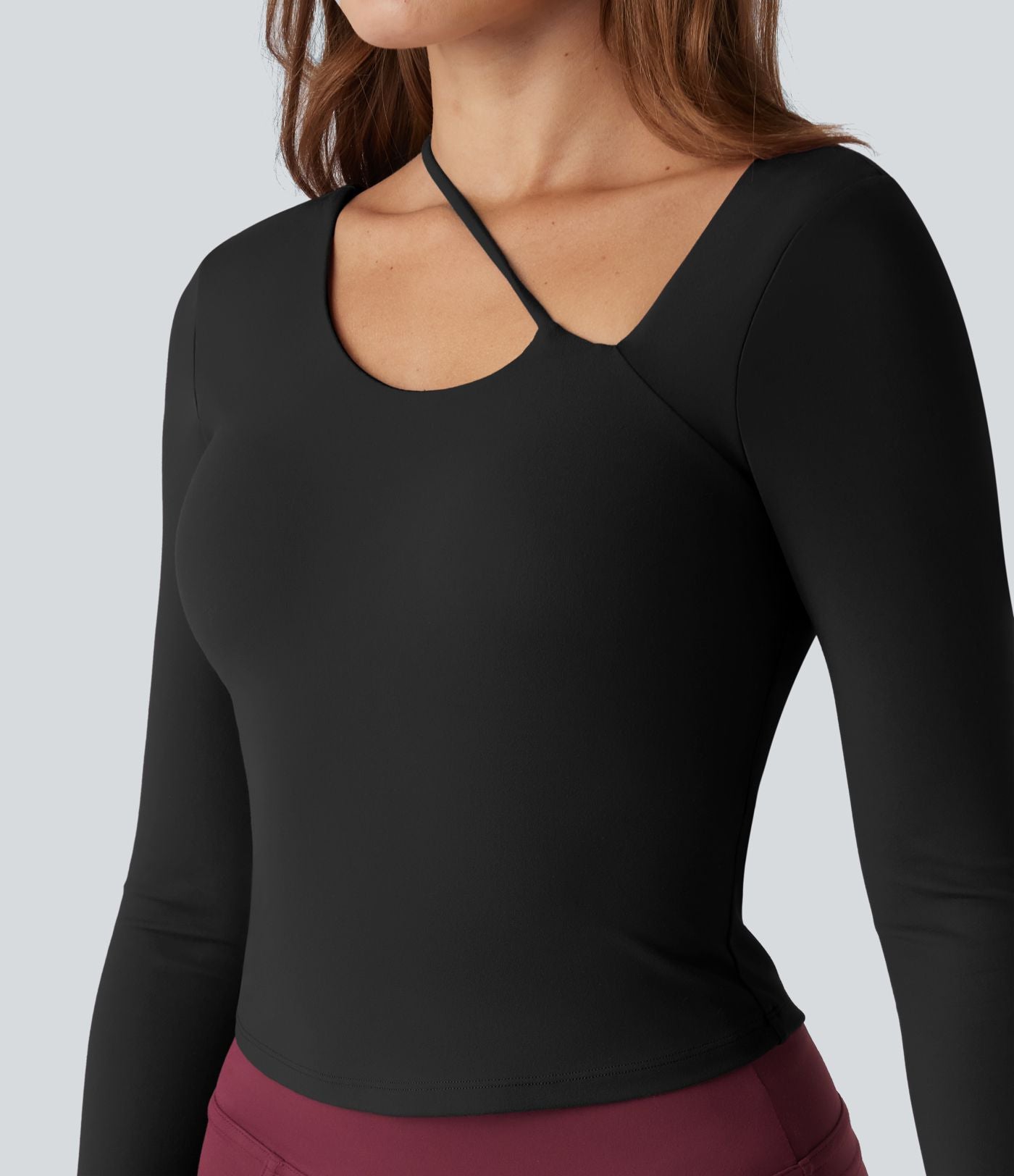 Haut de yoga SoftlyZero™ Plush push-up asymétrique à manches longues