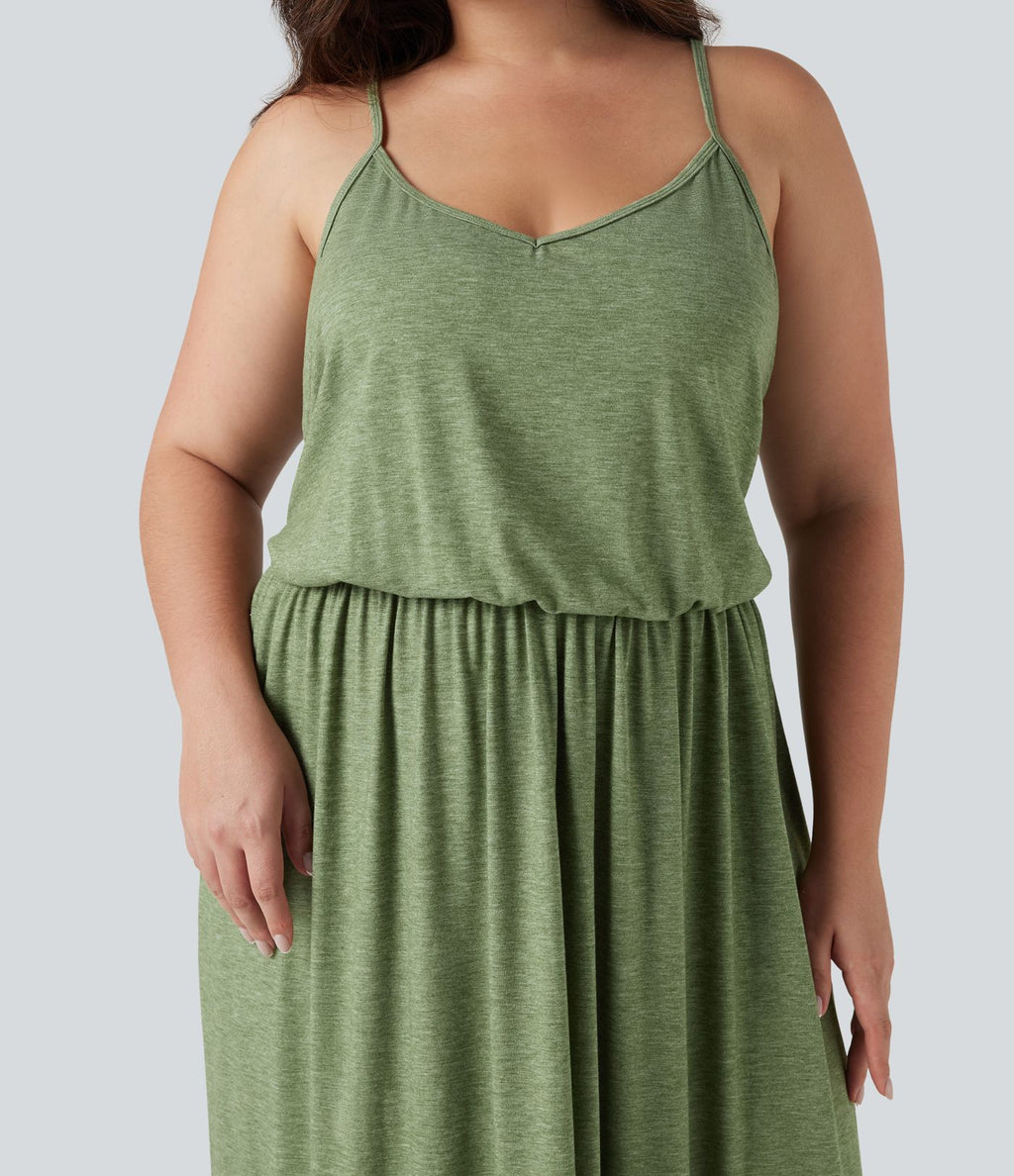 Robe longue fluide grande taille avec poches