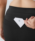 Short Yoga Grande Taille 2-en-1 à Taille Haute avec Poche Arrière