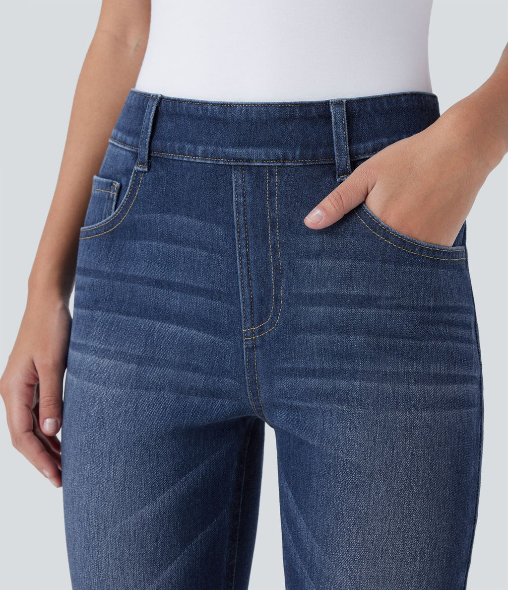 Jean skinny 7/8 décontracté taille mi-haute Halara Flex™ avec poches à enfiler