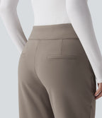 Pantalon de travail évasé en polaire taille mi-haute avec poches zippées