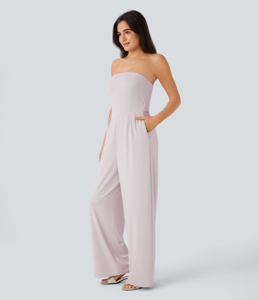 Combinaison bustier à jambes larges avec poches latérales et fermeture éclair invisible - Édition Easy Peasy - Pour mariages et cérémonies