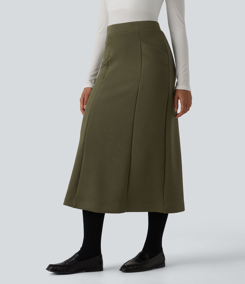 SpacerTek™ Jupe midi tailleur taille haute avec poches