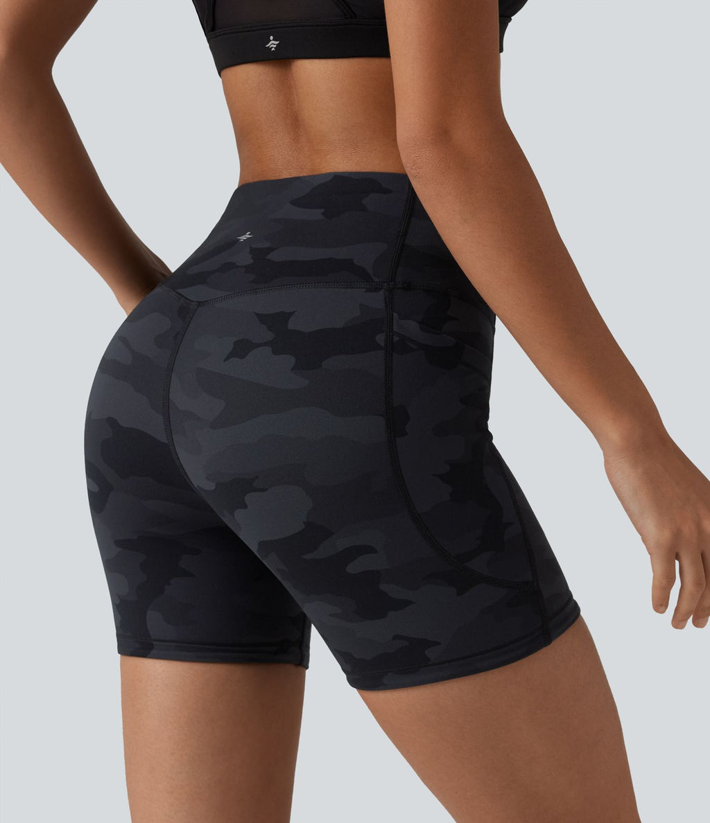 Short cycliste Halara UltraSculpt™ imprimé camouflage taille haute gainant 12,5 cm avec poches