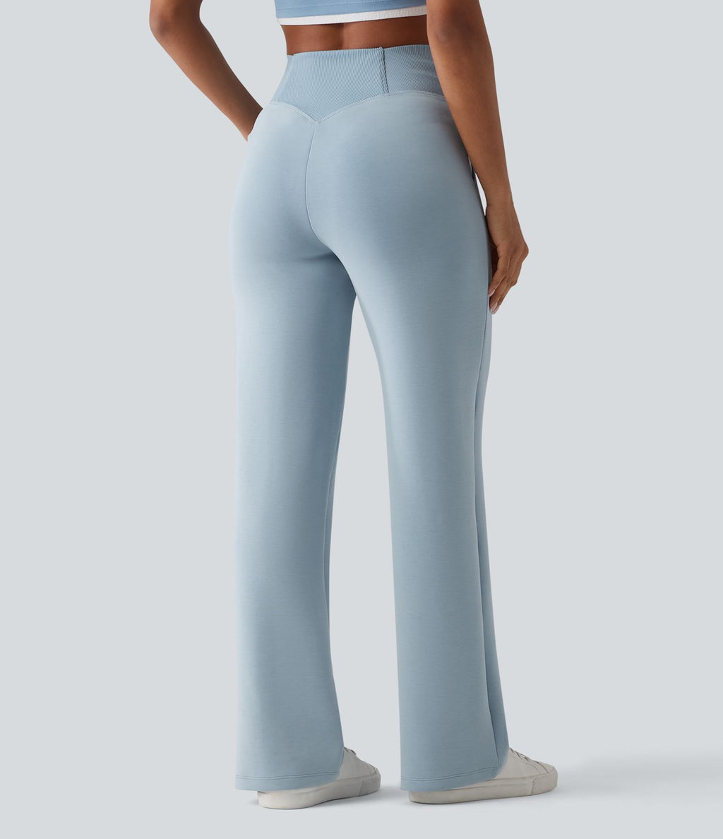 Pantalon décontracté SpacerTek™ taille haute croisée, jambes droites avec poches