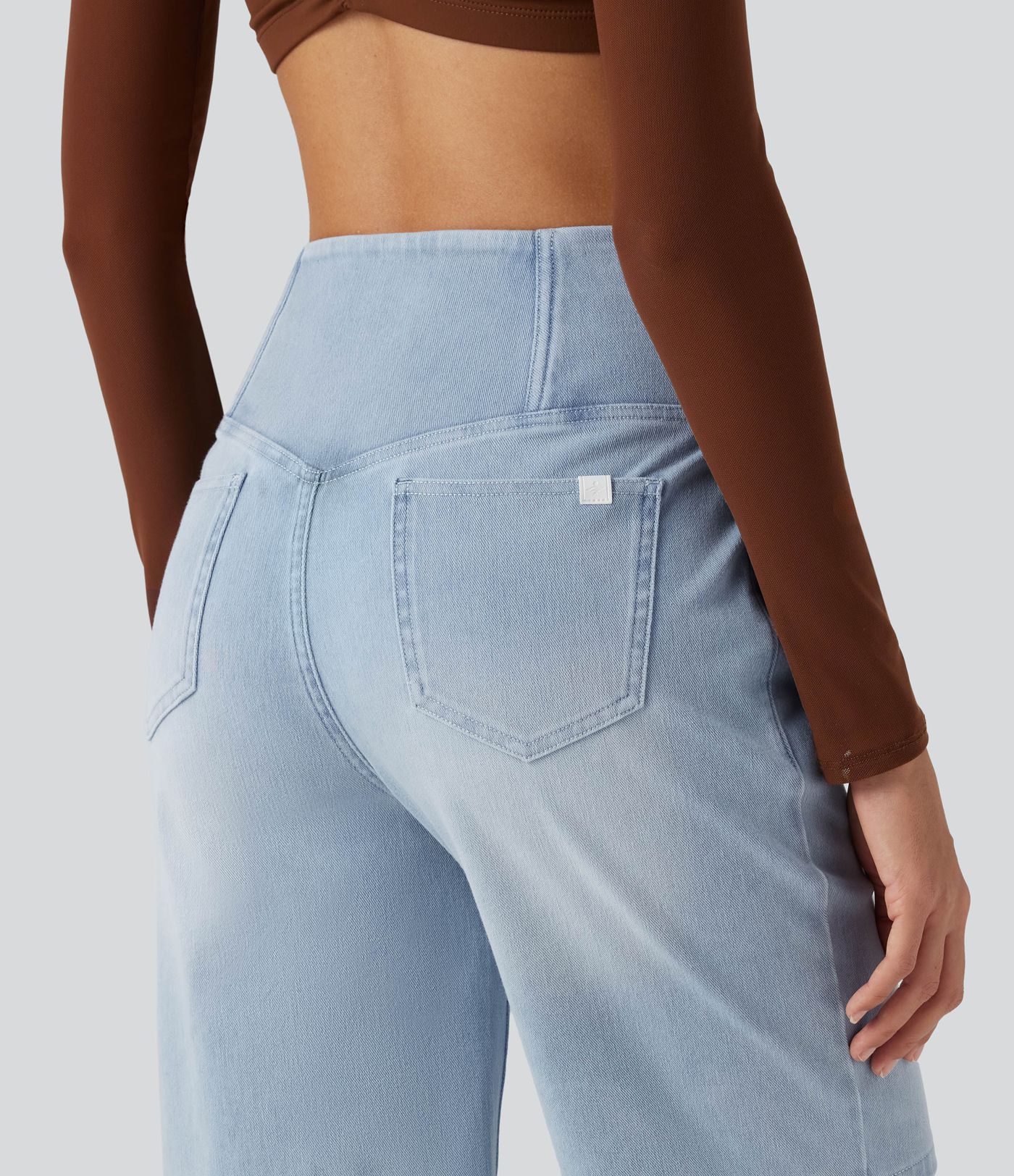 Short en jean Halara Flex™ casual gainant taille haute croisée avec poches