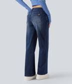 Jean décontracté Halara Flex™ asymétrique jambe droite taille basse avec poches