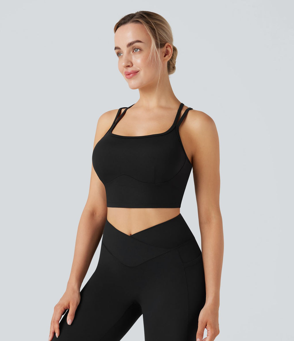 Soutien-gorge de sport yoga SoftlyZero™ Plush soutien souple double bretelles bonnets E-G