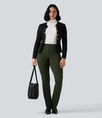 Pantalon tailleur slim taille mi-haute en ponte roma résistant avec poches