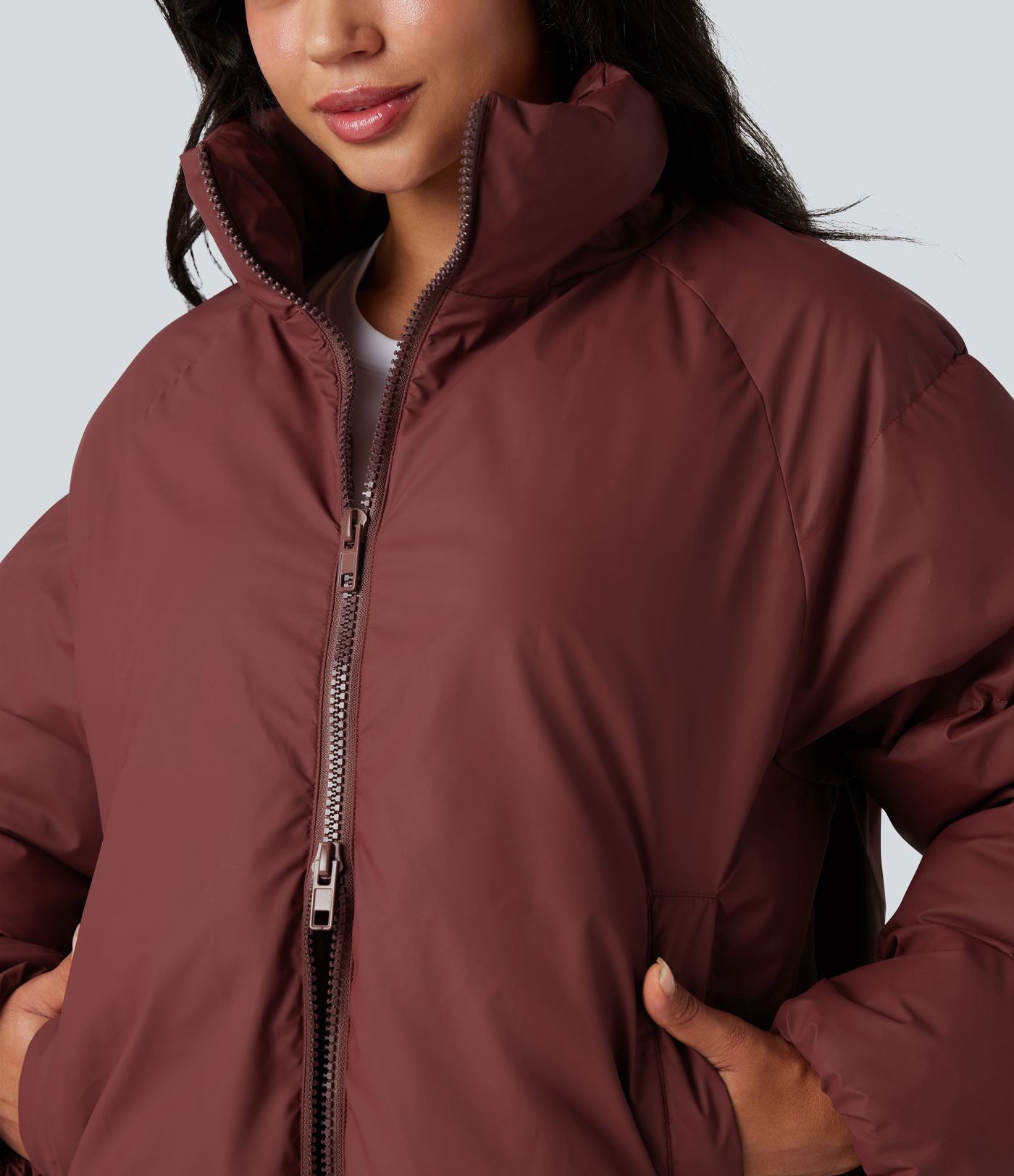 Doudoune casual oversize à col montant avec ourlet à cordon de serrage et poches