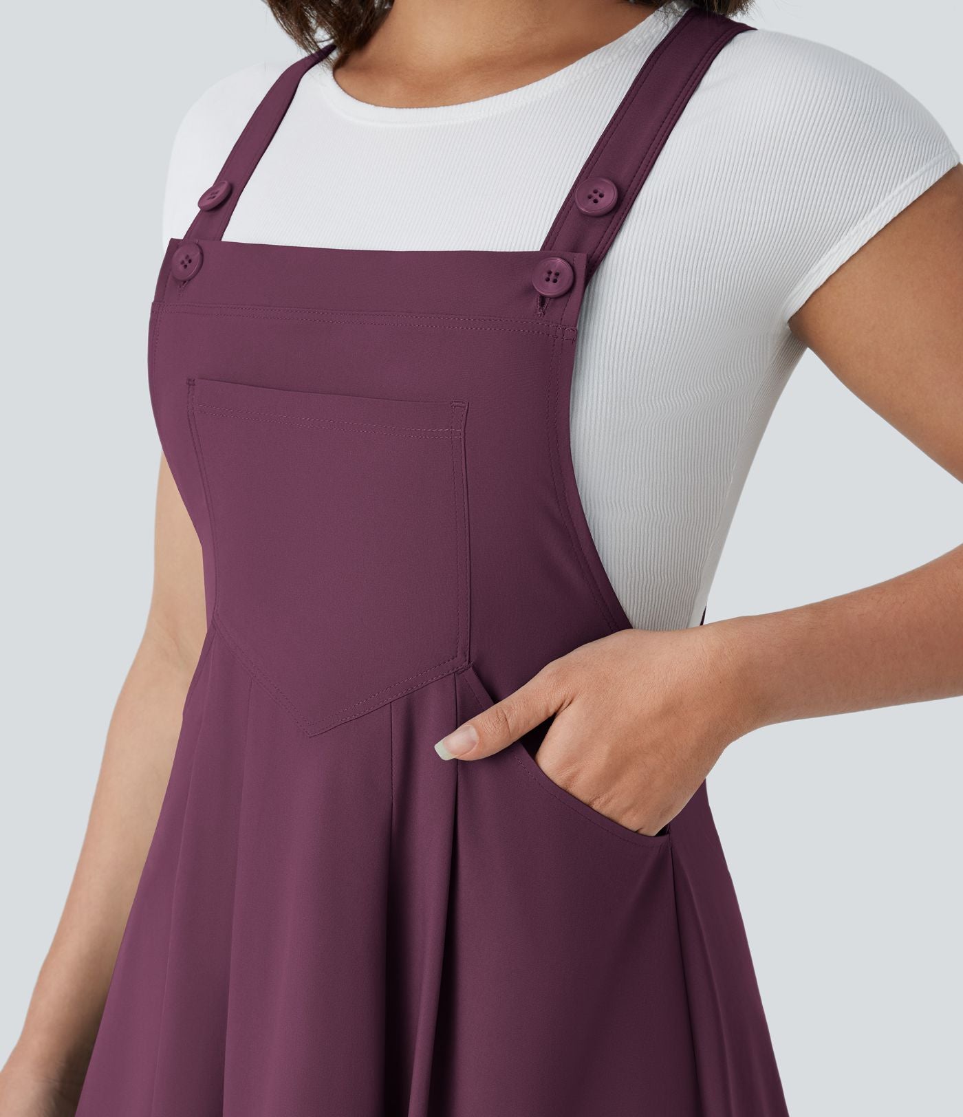 Robe mi-longue décontractée fluide Breezeful™ séchage rapide avec bretelles ajustables, boutons et poches multiples