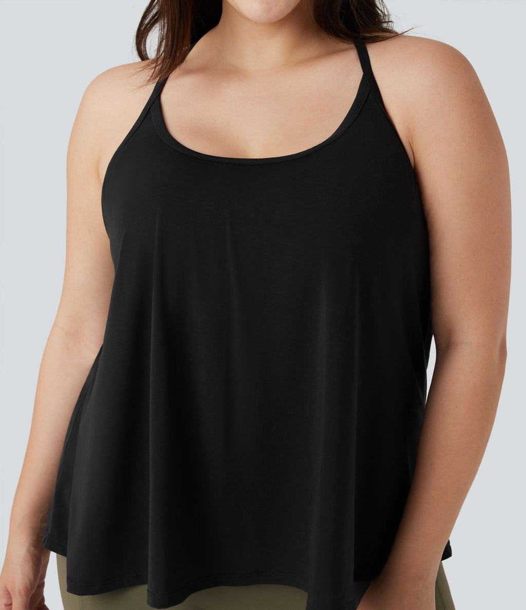 Haut de sport yoga grande taille SoftlyZero™ Airy col licou drapé effet frais InstantCool, protection solaire UPF50+