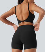 Short cycliste de yoga gainant côtelé taille haute UltraSculpt™ 12,5 cm avec poches