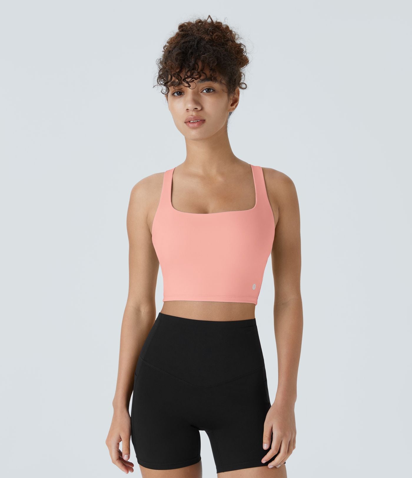 Débardeur yoga court SoftlyZero™ Airy col carré dos nu bretelles croisées effet frais InstantCool, bonnets A-C, protection solaire UPF50+