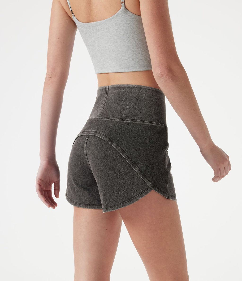 Short en jean casual moulant taille haute Halara Flex™ à ourlet incurvé avec poches