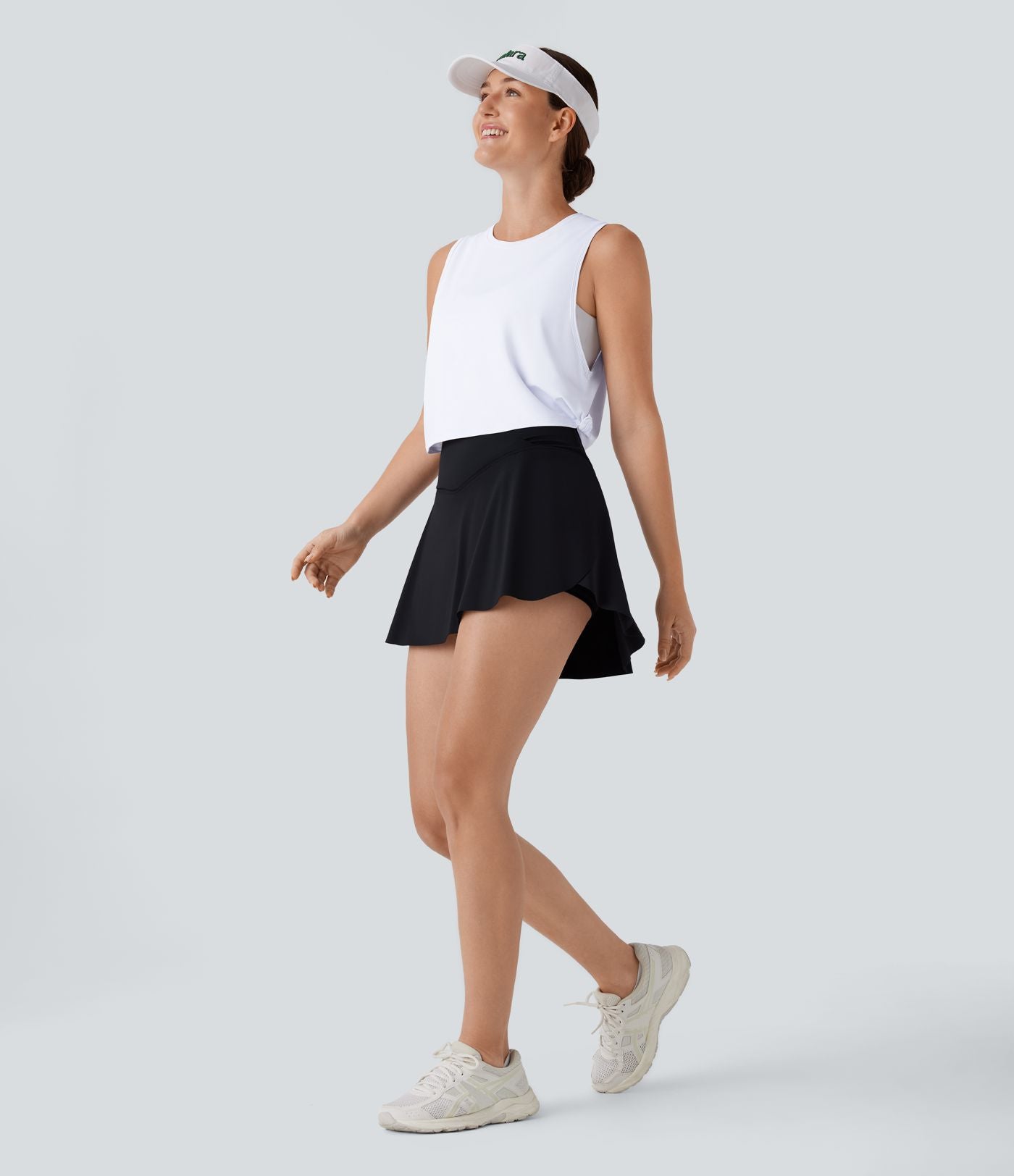 Débardeur court de padel à col rond avec ourlet arrondi et effet torsadé