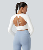 Haut de sport dos nu à manches longues avec passe-pouces, à effet frais InstantCool, séchage rapide, protection UPF50+ pour le yoga