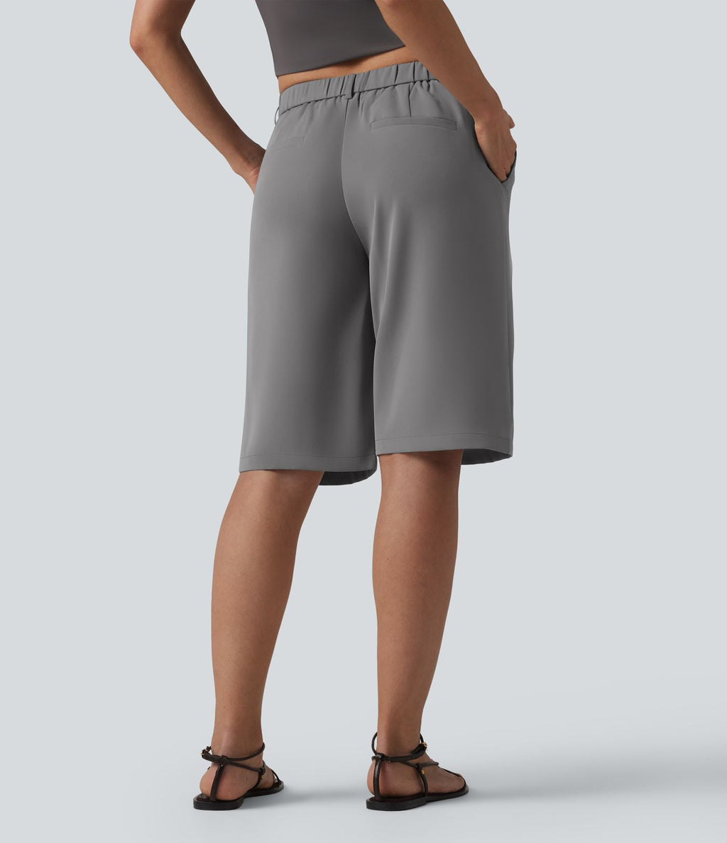 Halara Flex™ Pantalon tailleur droit corsaire taille mi-haute avec poches