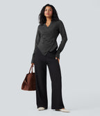 Chemise tailleur portefeuille laçage rayures manches longues