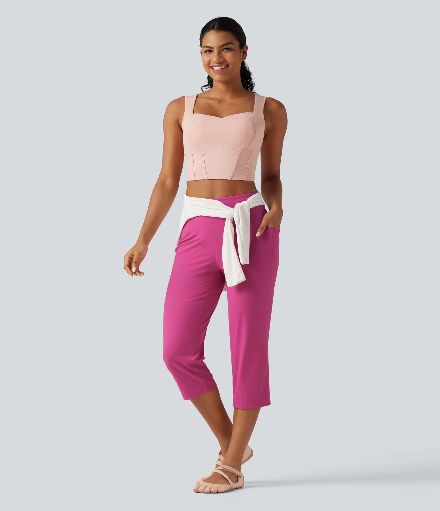 Pantacourt de yoga droit Halara UltraSculpt™ taille haute gainant avec poches