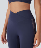 Legging corsaire de yoga taille haute croisé avec dentelle contrastée - Protection UPF50+