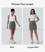 Jupe mini évasée de golf taille haute avec poches – Longueur allongée