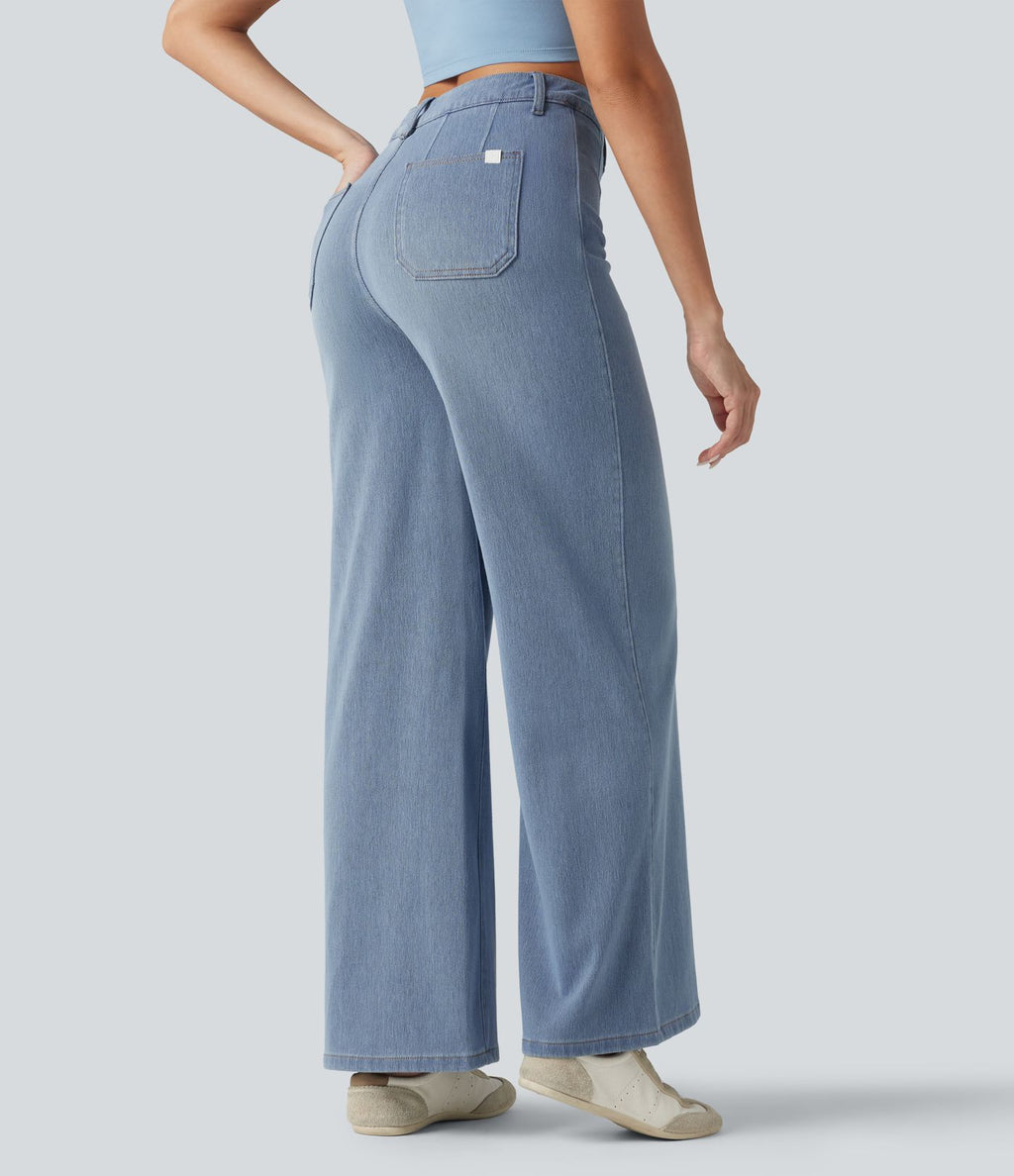 Jean large décontracté Halara Flex™ Curvy taille haute gainant avec poches