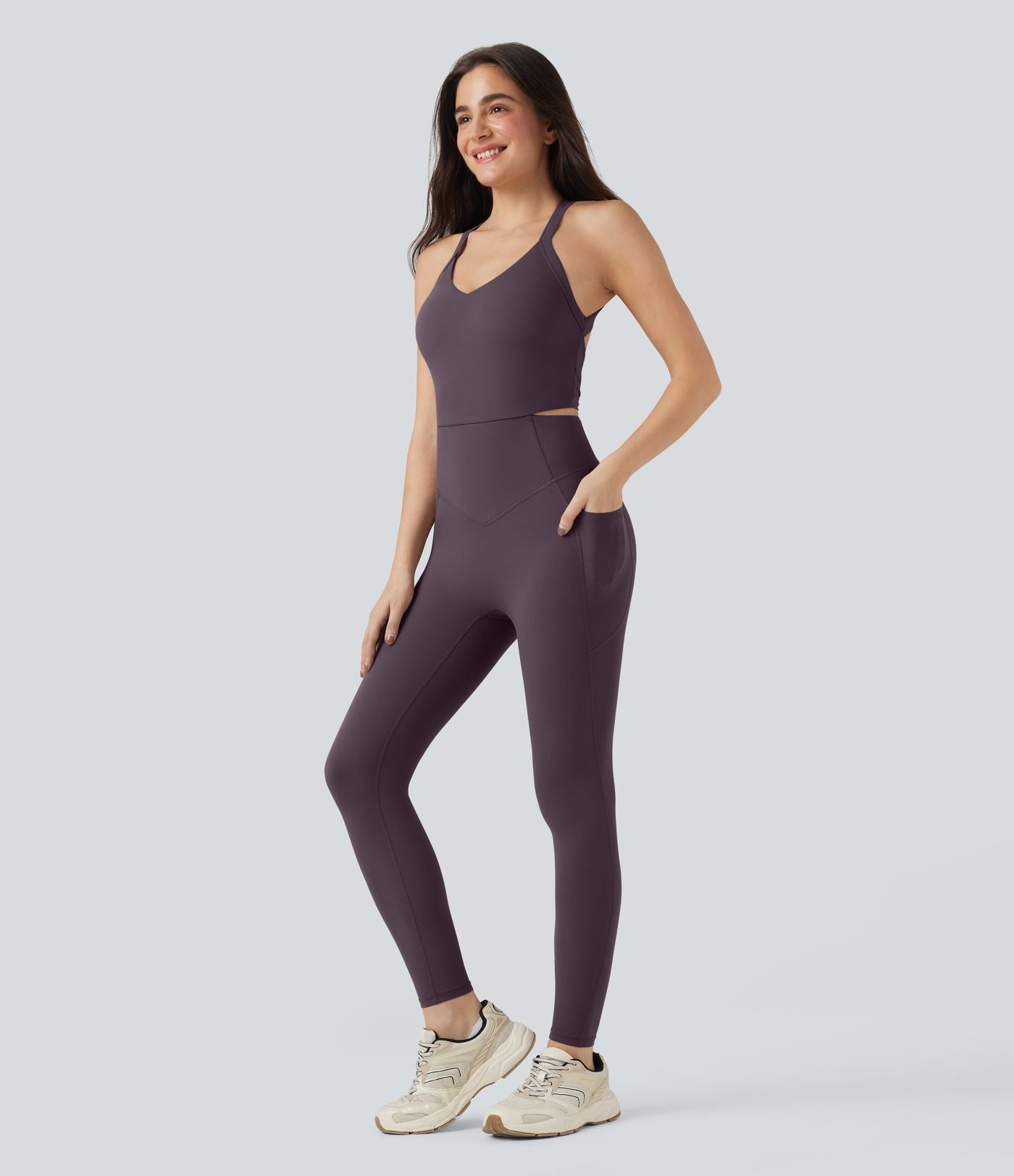 Combinaison-pantalon d'entraînement gainante avec poches - Édition Easy Peasy Halara UltraSculpt™