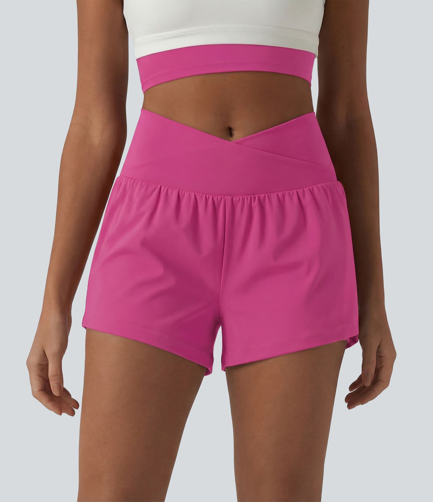 Short de yoga 2-en-1 SoftlyZero™ Airy croisé taille haute 7,5 cm effet frais InstantCool avec poches