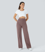 Pantalon taille haute coupe droite DayStretch avec poches