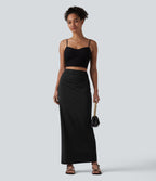 Jupe crayon longue taille haute effet frais InstantCool avec fronces