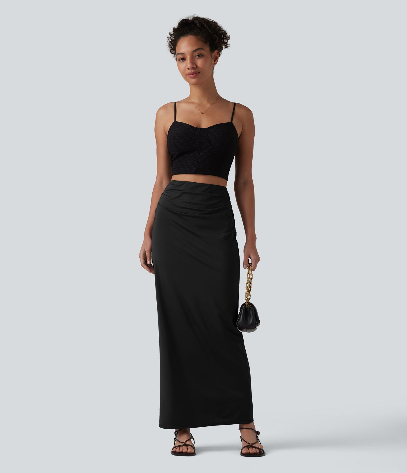 Jupe crayon longue taille haute effet frais InstantCool avec fronces
