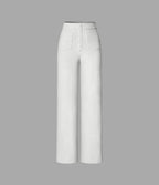 Pantalon Jogging en Fleece Thermique Jambe Droite Boutons Taille Haute Plusieurs Poches