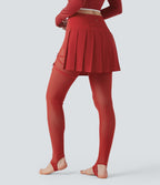 Legging à jupe étrier danse Breezeful™ 2-en-1 taille haute plissé résille contrastante séchage rapide avec poches