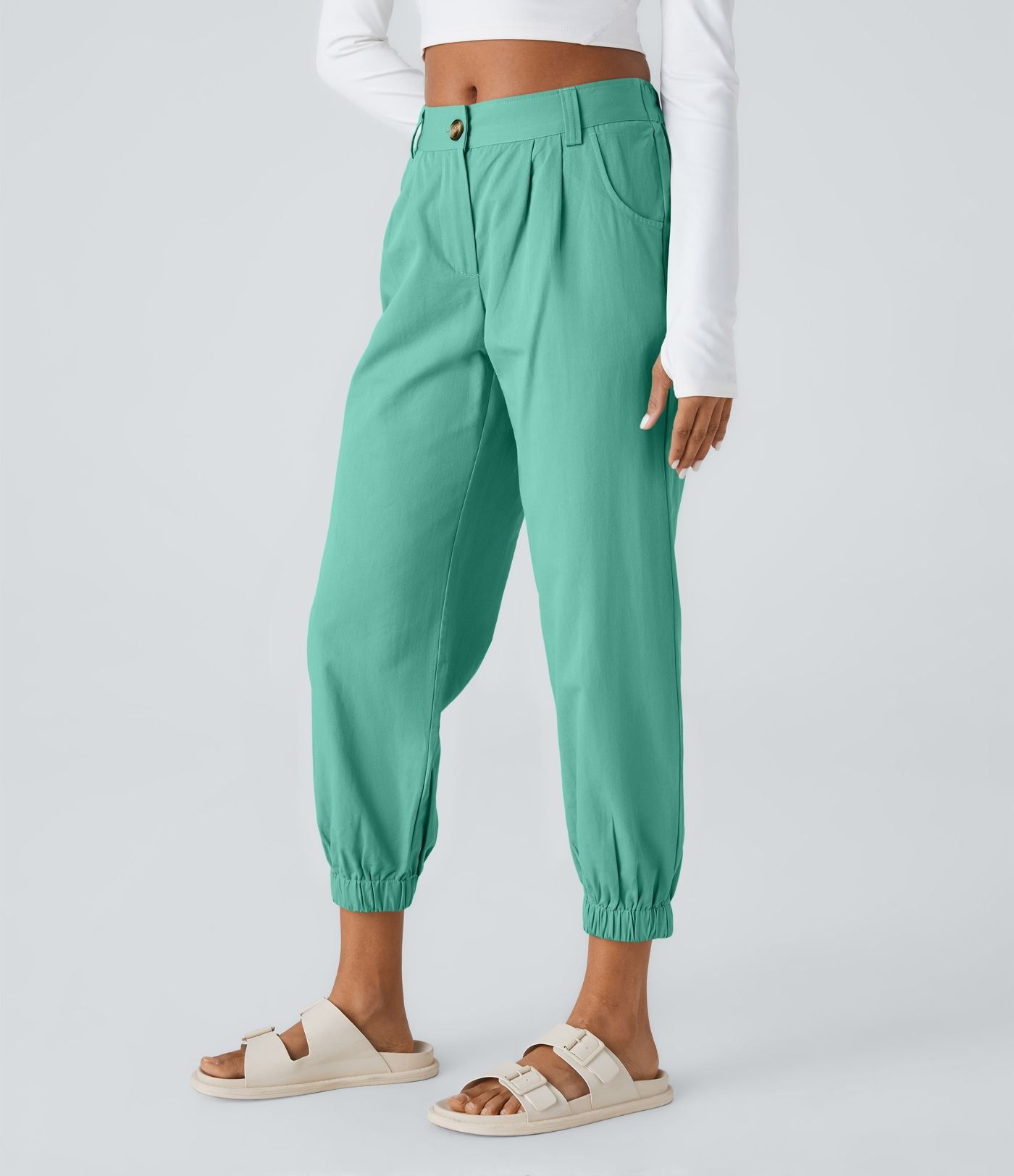 Joggings décontractés à taille mi-haute avec poches
