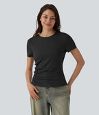 T-shirt col rond manches courtes avec boutons-pression