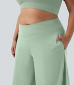 Pantalon corsaire grande taille large SoftlyZero™ Airy taille haute croisée effet frais InstantCool avec poches