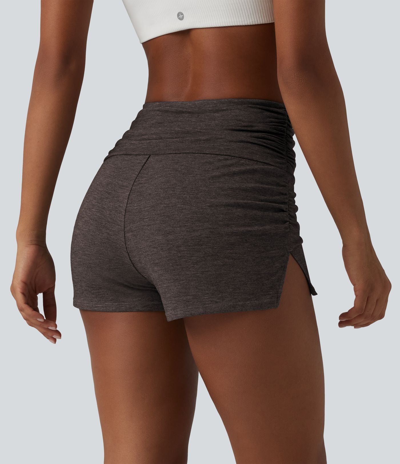 Short décontracté taille haute froncé avec sous-vêtement intégré 6,5 cm