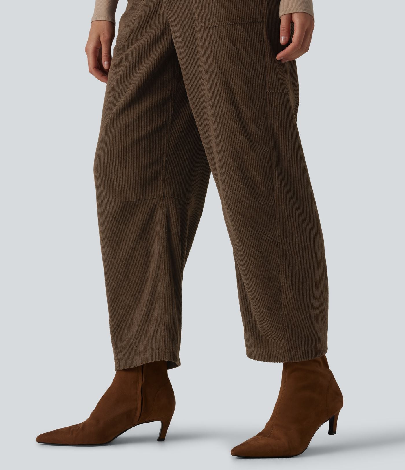 Halara Flex™ Pantalon tailleur velours côtelé taille haute coupe tonneau avec poches