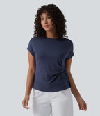 Top tailleur col rond manches courtes raglan