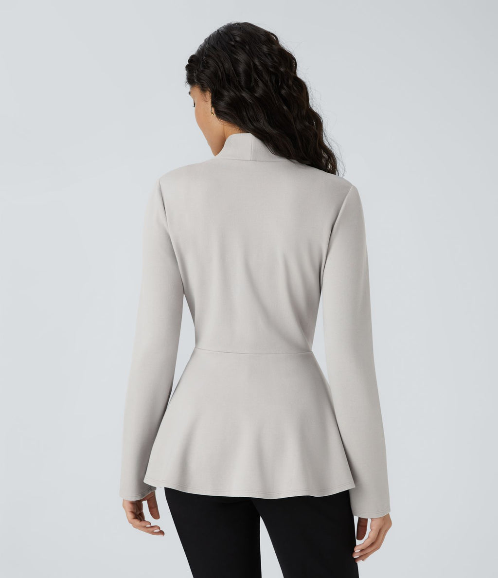 Veste péplum de travail col en V avec un bouton