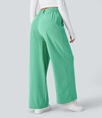 Halara Flex™ Pantalon Tailleur Large Fluide Gaufré Taille Haute Poches Latérales
