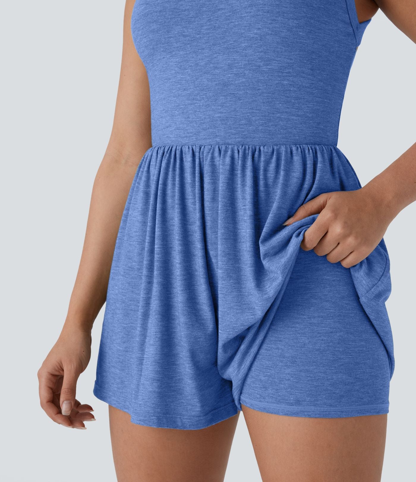 Combishort de villégiature 2-en-1 à dos nu, design torsadé, poches latérales - Édition Easy Peasy