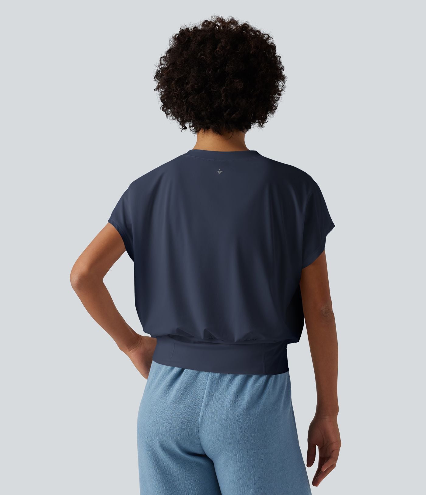 Haut de sport yoga oversize col V à manches courtes effet frais InstantCool à séchage rapide