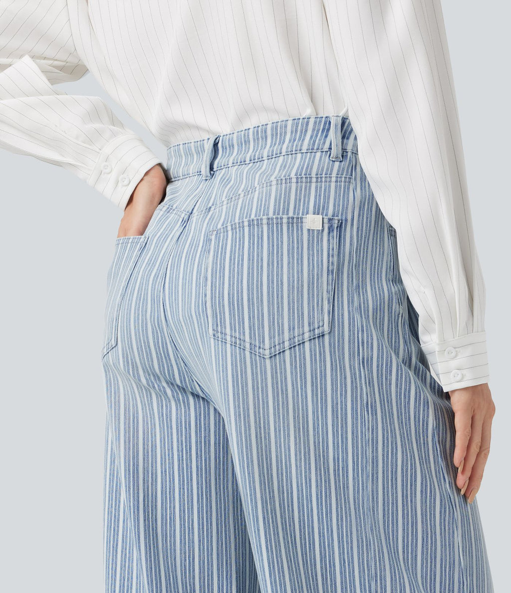 Jean barrel Halara Flex™ rayé taille haute avec poches